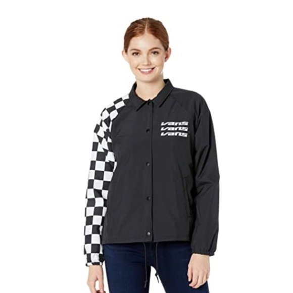 💖MEGA SALE💖VANS Thanks Coach Superspeedee Womens XS S Jacket Black VN0A47V5BLK - Picture 1 of 7